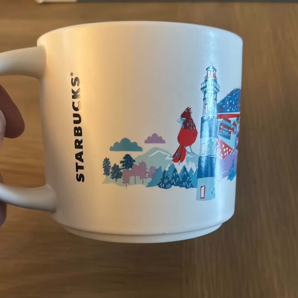 Starbucks White Mug with Colorful Design